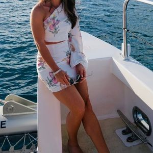 White, floral dress, 2 piece